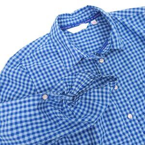 Victorias Secret Button Front Sleep Shirt Womens S Blue Check 3/4 Quarter Sleeve